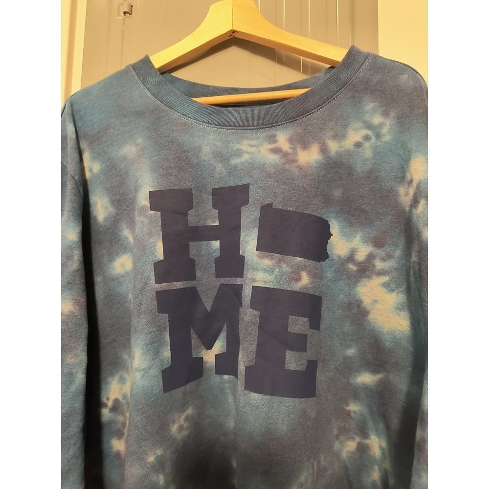 Pennsylvania Mens 2XL Gray Blue Tie Dye Long Sleeve Pullover‎ Sweatshirt NWT
